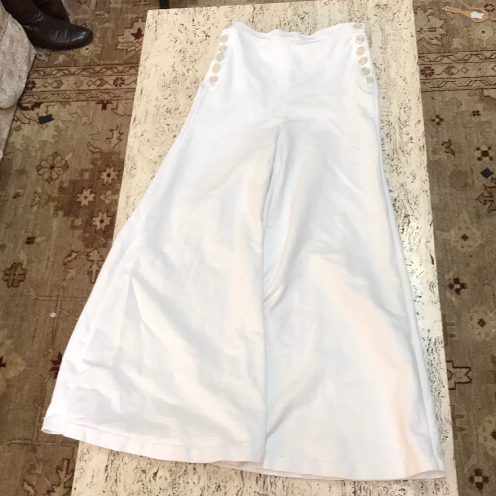Free people beach white cotton high waist wide leg